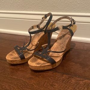 Michael Kors Navy Patent wedges